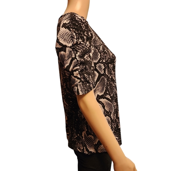 Worthington Snake Print Half Puff Sleeve Stretchy Blouse Size M - Picture 3 of 9